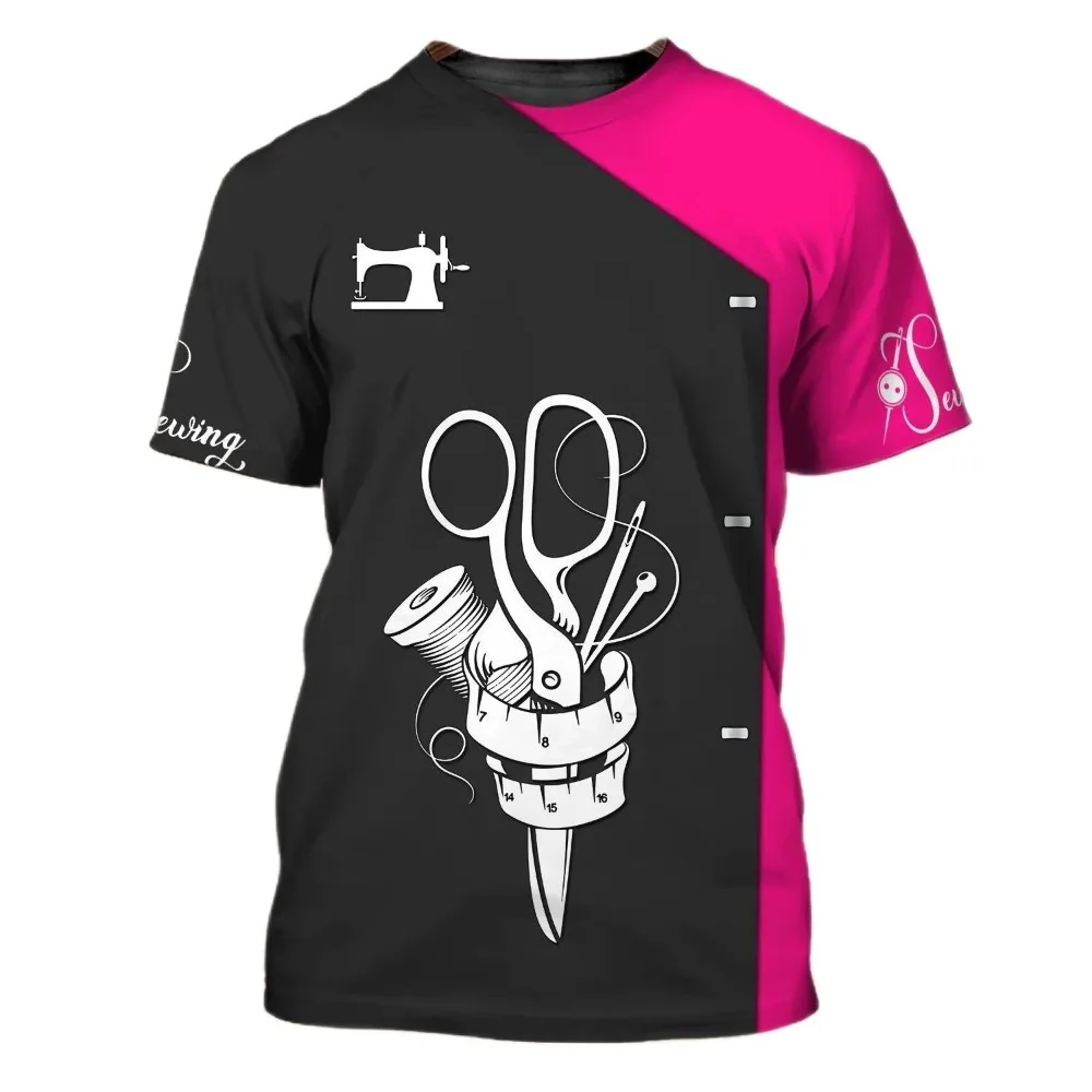 

Sewing Style Shirt Men's T-shirt Summer Trend Short Sleeve Uniform 3D Print Workwear Oversized Woman Tops 2023 Harajuku Clothes