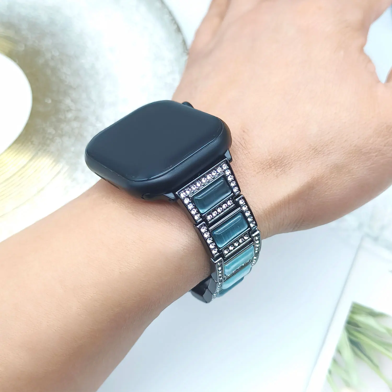 Фото Ремешок со сверкающим камнем для Apple Watch S10 42 мм 46 мм 45 мм 987 44 мм 654 41-38 мм 321 Элегантный женский ремешок для iWatch Ultra 49 мм №5