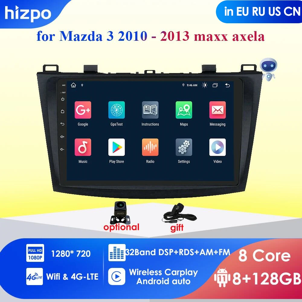 Автомобильный мультимедийный плеер 2 din для Mazda 3 2010-2013 maxx axela android 10 DVD GPS радио 1 ГБ 16
