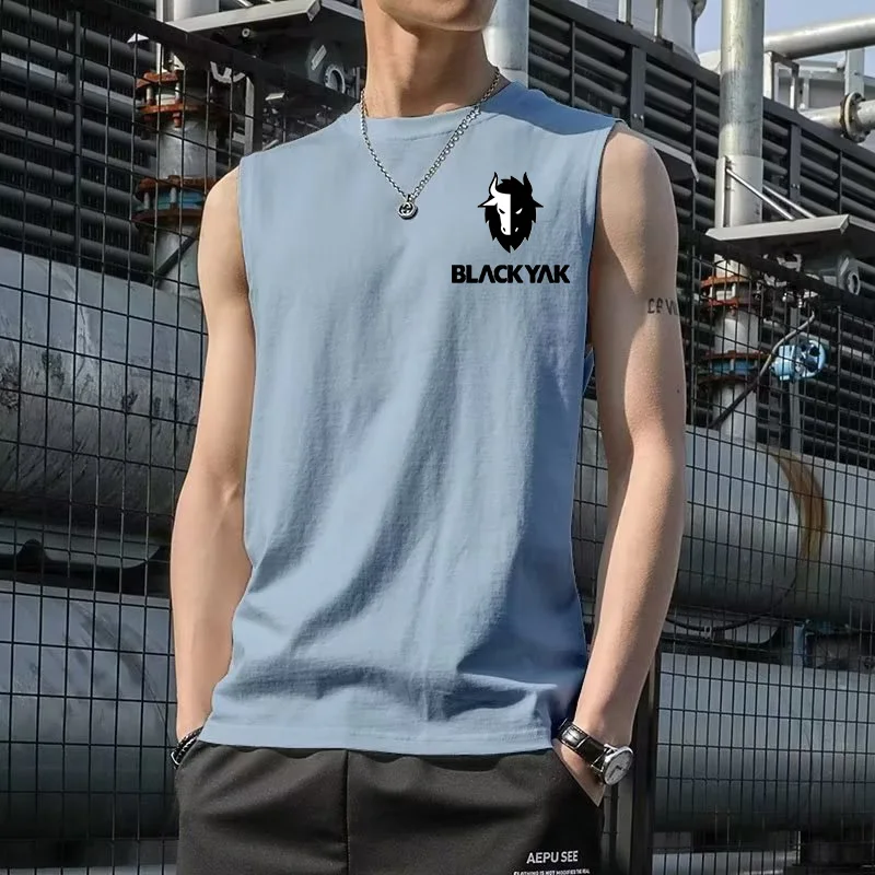 

Summer Crew Neck Vest Men's Tank Top Breathable Bodybuilding Tee Gym Vest Sleeveless Men T-shirt Fashion Crew Neck Fitness Tee