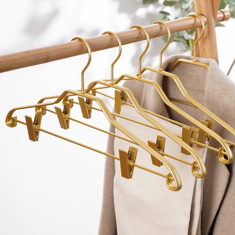 

Traceless Dress Alloy Storage Clothes Wardrobe 5pcs Aluminum Trouser Metal Rack Pants Racks Drying Anti-slip Hangers Hangers