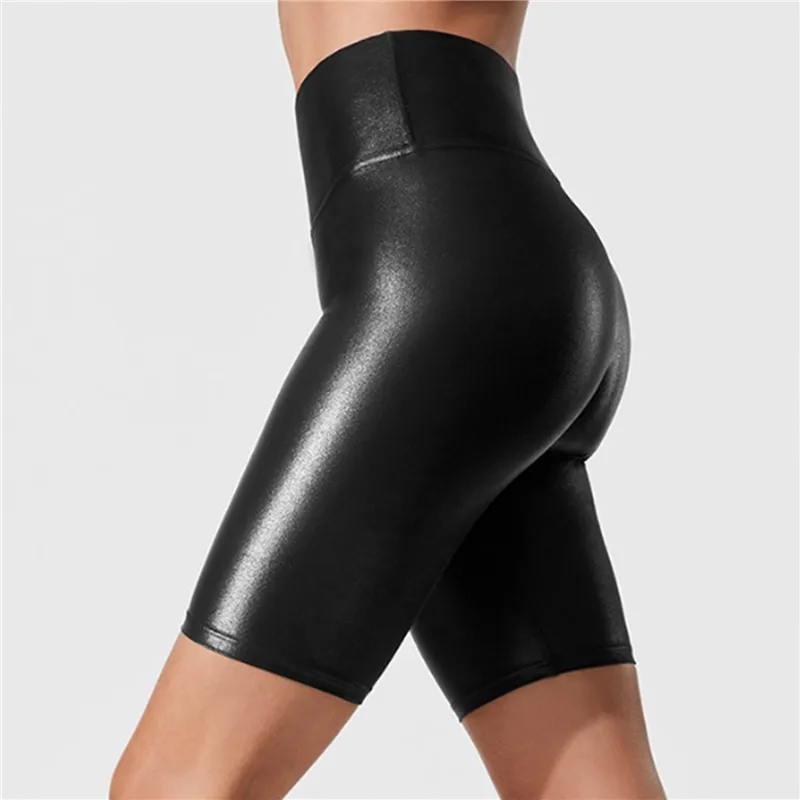 

Women High Waist Faux Leather Shorts Sexy Slim Solid Mature All-Match Summer Short Pants Casual Fashion Elastic PU Shorts