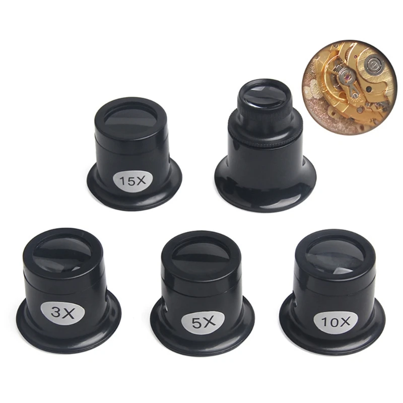 

Jeweler Watch Magnifier Tool 3X 5X 10X 15X 20X Portable Monocular Magnifying Glass Loupe Lens for Eye Magnifier Len