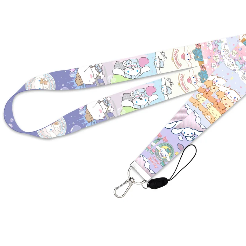 Hello Kitty Kuromi Cartoon Mobile Phone Lanyard Webbing Sanrio Cinnamoroll Pendant Cute Keychain Card Holder Long Lanyard images - 6