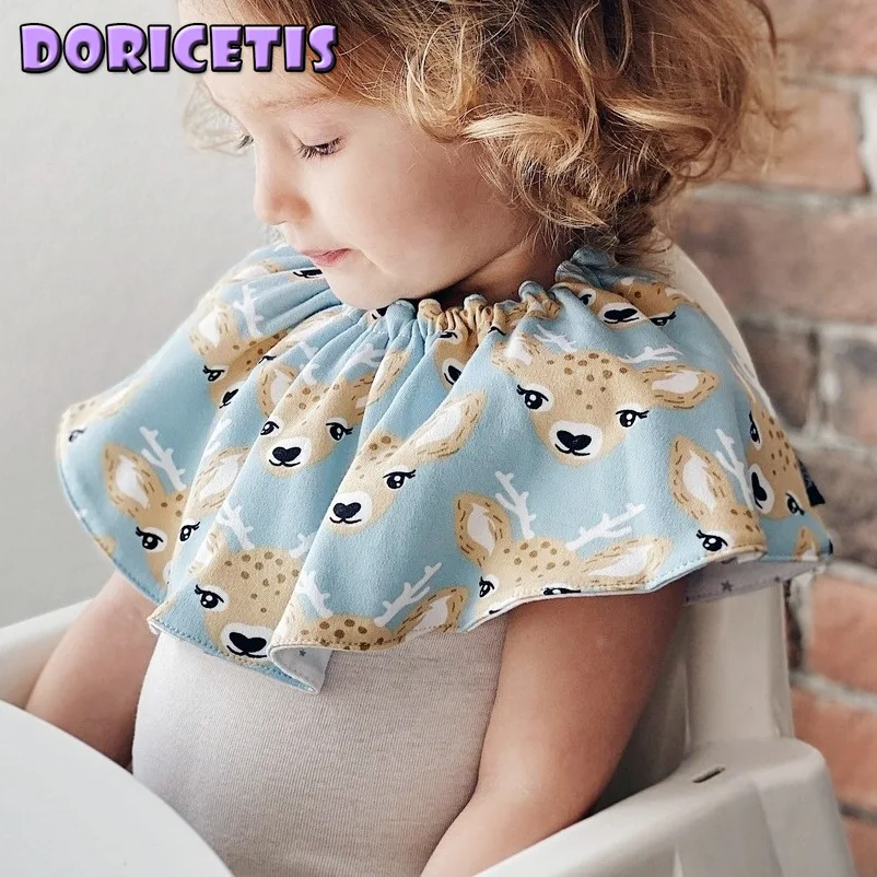 

Слюнявчики для новорожденных, мягкий хлопковый нагрудник с милым мультяшным принтом, с круглым декором, защита от загрязнений, детская ткан...