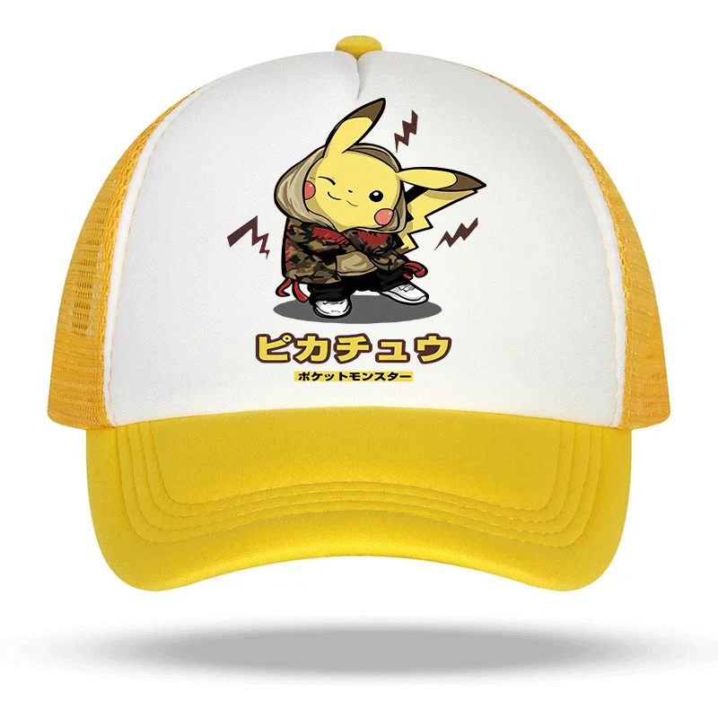 Children's Pika-chu Kid Baseball Cap for Girls Boy Hats Sunscreen Baby Hat Hip Hop Printed baseball cap Kids Caps 1-6-12 Years