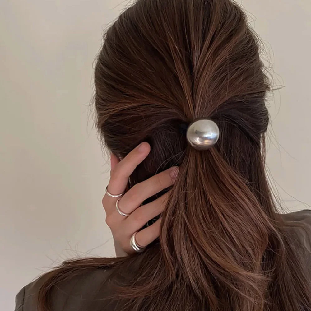 

Korean Fashion Women Matte Elastic Metal Ball Rubber Hairband Ponytail Holder Hair Accessories Hair Tie Rope