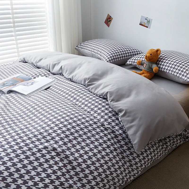 

Летняя кровать из четырех предметов из промытого хлопка пододеяльник из трех предметов однотонная простыня пододеяльник детский комплект