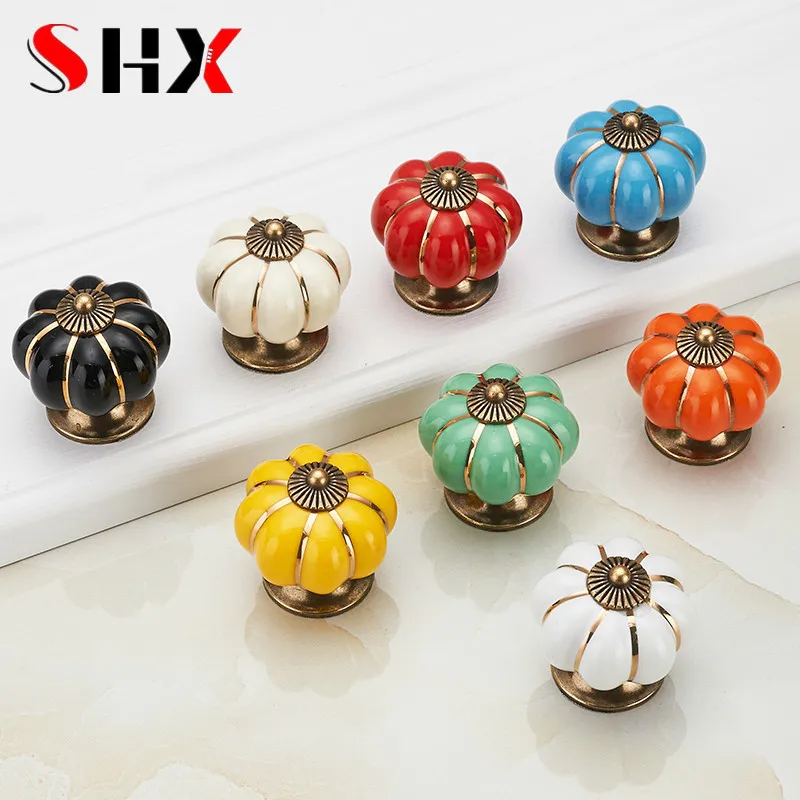Керамические ручки с изображением тыквы 40 мм ручка для выдвижного ящика шкафа