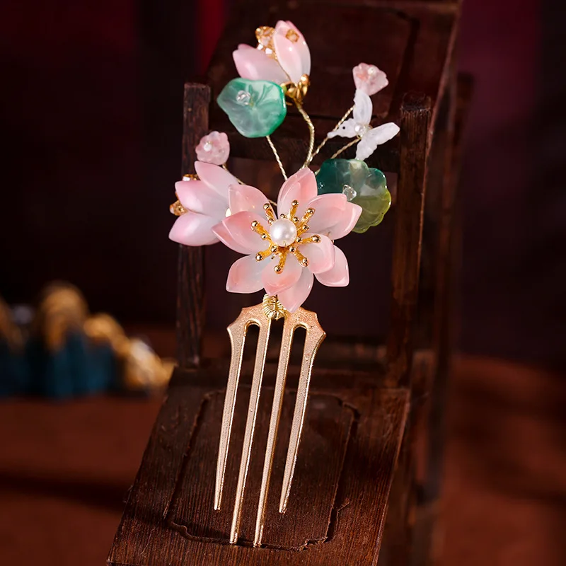 Повязка на голову Hanfu в китайском стиле с кисточками и кристаллами форме цветка