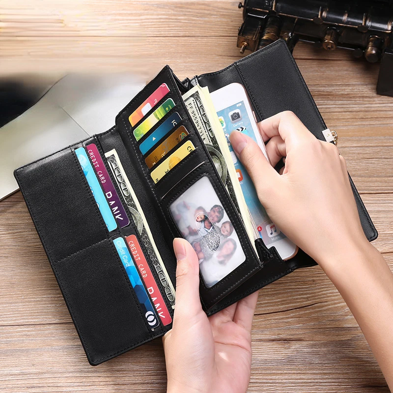 

Long Women Wallet Zipper Buckle Money Clip Folding Slim Large Capacity Clutch Fashion Simple Card Holder Coin Purse Holiday Gift