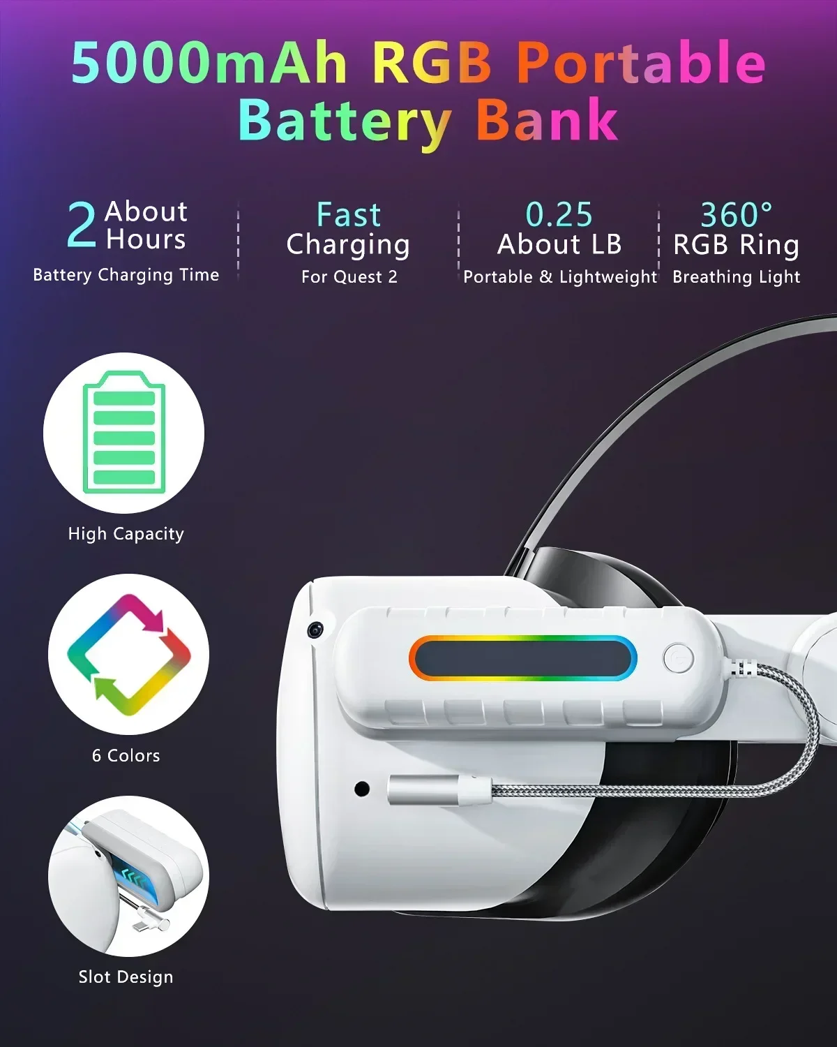 Подходит для аккумулятора Quest 2 Meta 2/3