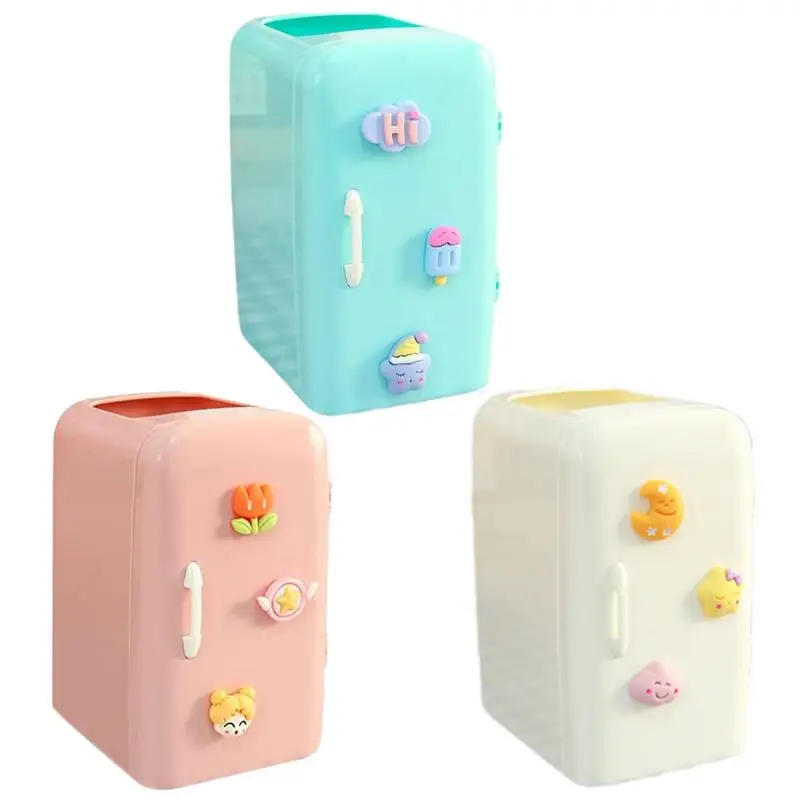 Refrigerator Pen Holder Cute Mini Refrige Shaped Desk Organi