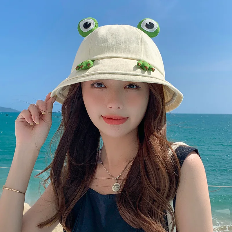 

Child-Parents Frog Bucket Hat For Women Summer Autumn Plain Female Panama Outdoor Hiking Beach Fishing Sunscreen Woman Bob Caps
