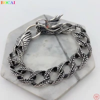 bocai s925 sterling silver charm bracelet 2022 new fashion punk dragon horsewhip chain argentum hand string jewlelry for men