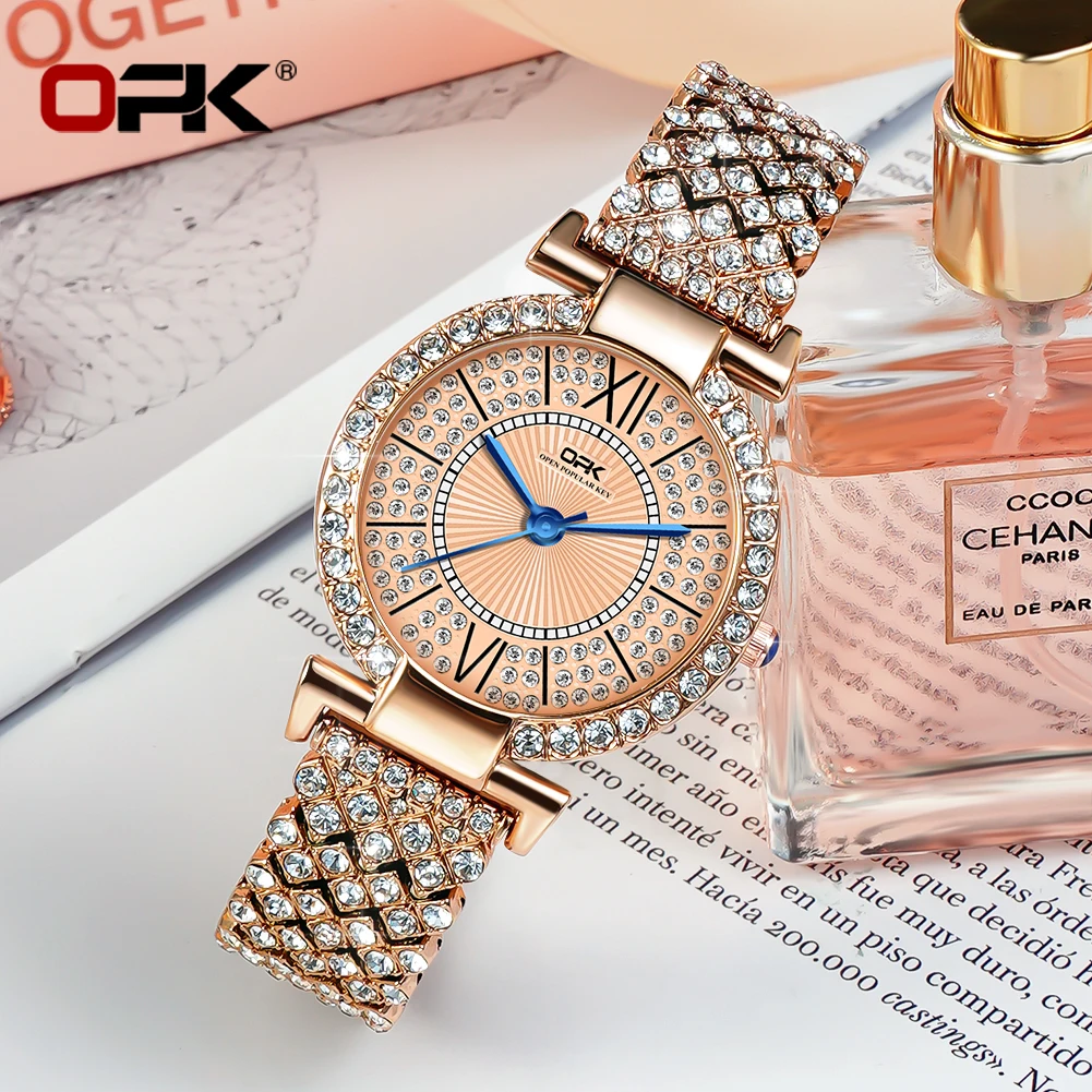 

OPK 8618 Luxury Watch For Women Original Waterproof Quartz Ladies Wristwatch Diamond Roman Scale Dial Women's Dress Watches