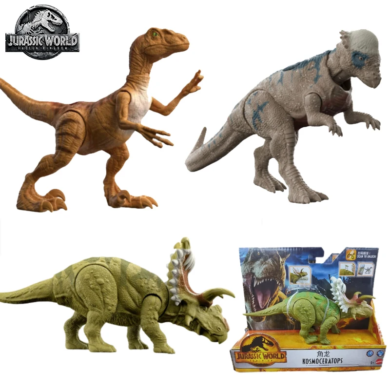 

Original Mattel Jurassic World Basic Athletic Dinosaur Anime Figures Pachycephalosaurus Joint Movable Boys Toys Velociraptor Set