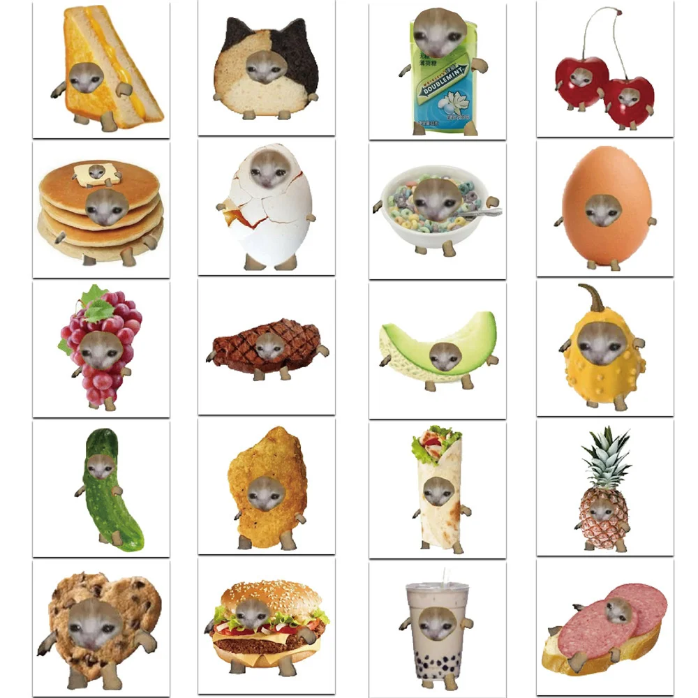 10/30/50 шт. забавный мем кошка и еда милые граффити наклейки для игрушек багаж