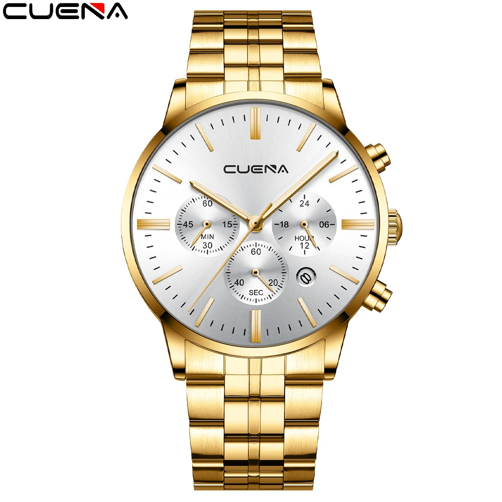 

Часы мужские водонепроницаемые из нержавеющей стали с таймером и календарем