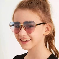 fashion heart kids sunglasses boys girls cute gradient rimless sun glasses children outdoors travel uv400 sunglasses for women