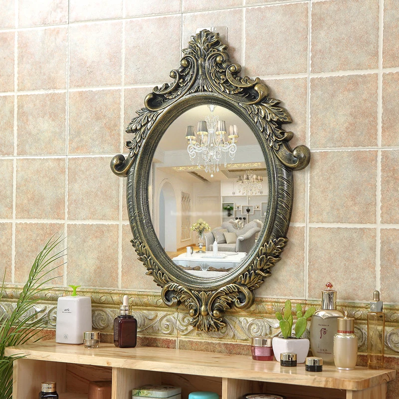 

Art Edge Bathroom Mirror Blocks Wall Hanging Vintage Decorative Frame Mirror Dressing Luxury Macrame Miroir Mural Home Furniture