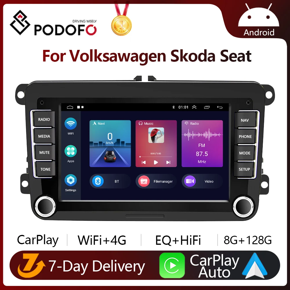 Автомагнитола CarPlay мультимедийный плеер на Android с GPS Навигатором для VW Polo Golf 5 6 Passat