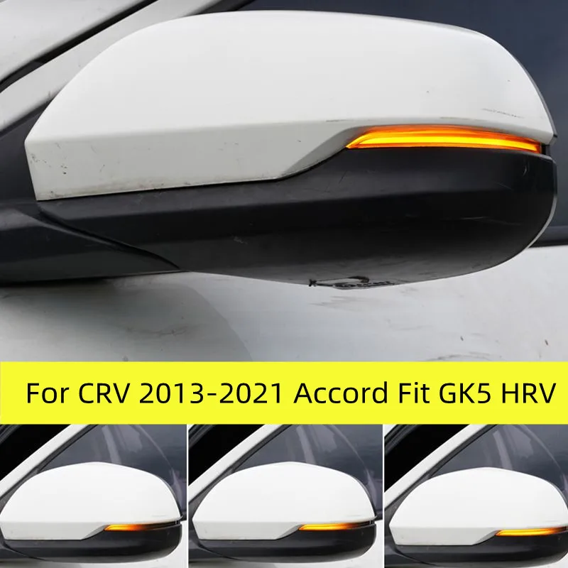 2PCS For Honda CRV 2013-2021 Accord Fit GK5 HRV Dynamic LED Side Door Wing Turn Signal Light Mirror Indicator Lamp Blinker