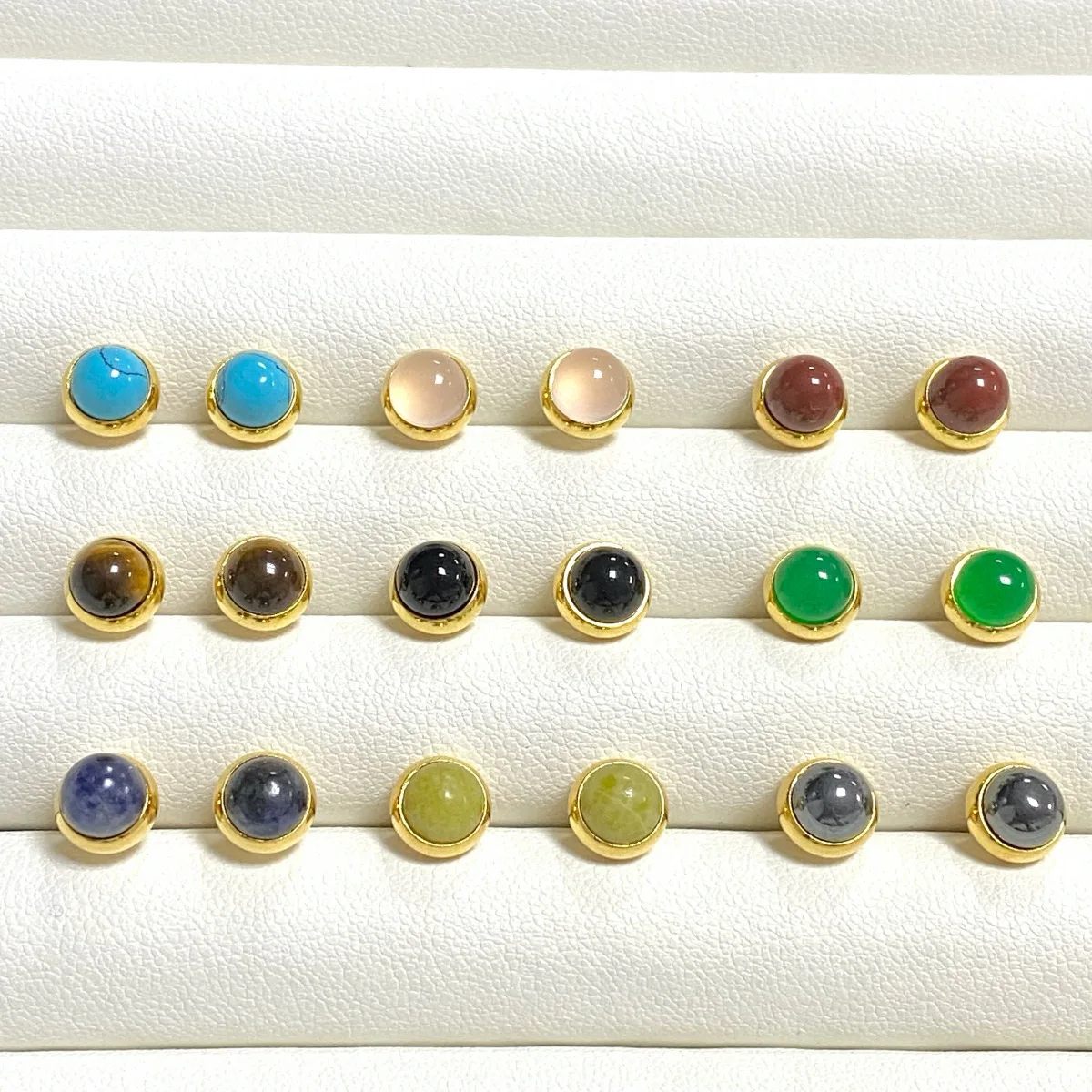 

Новые маленькие круглые серьги с кристаллами для женщин позолоченные серьги карамельных цветов Бирюзовый тигровый глаз камень Модная бижутерия подарок