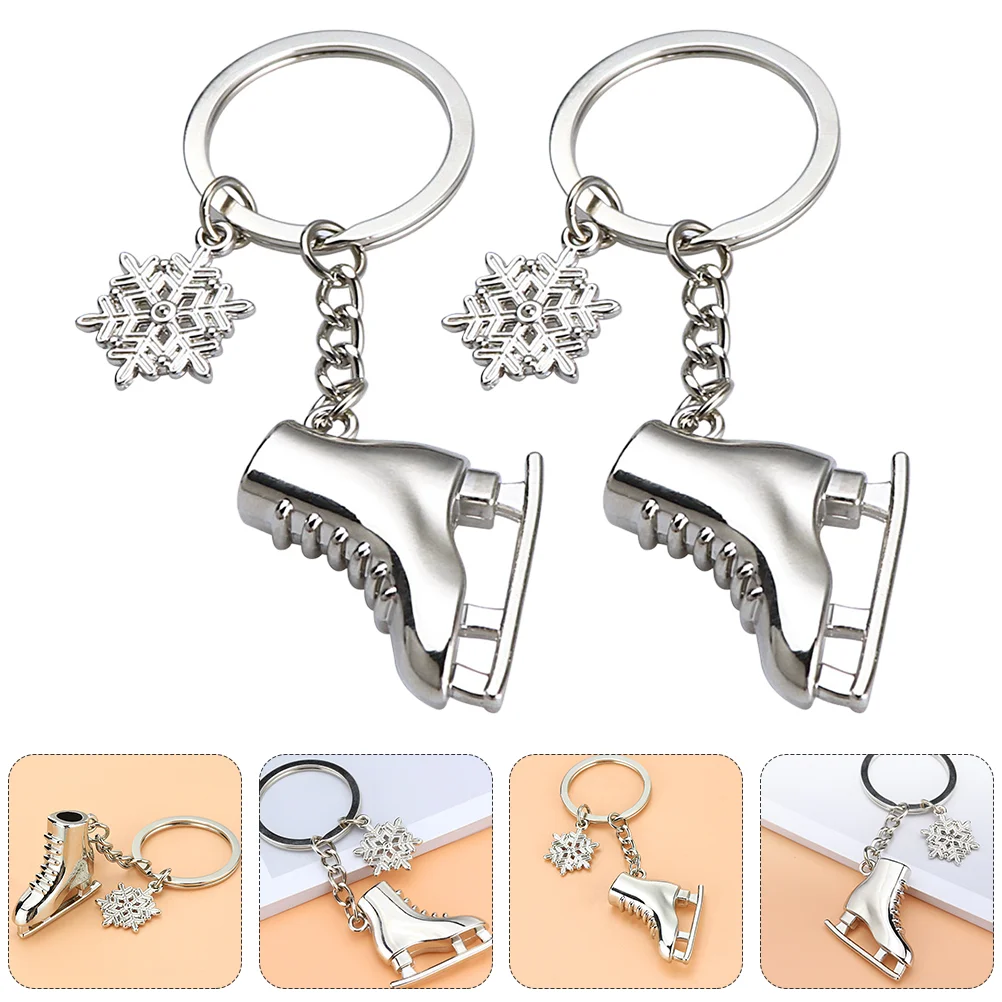 

Key Keychain Pendant Ring Chain Survivor Year New Metal Keychian Winter Skating Shoes Keys Versatile Silver Snowflake Bag Rings