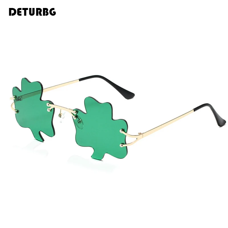 

Vintage Four Leaf Clover Green Sunglasses For Women y2k Luxury Brand Designer Metal Frame Sun Glasses Retro Men Shades SG148