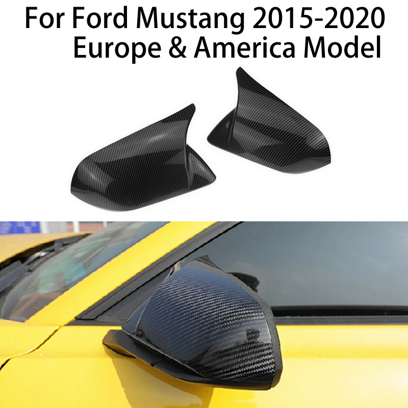 

For Ford Mustang 2015-2020 Dry Carbon Fiber Side RearView Mirror Cover Cap With Tuning Light exterior parts