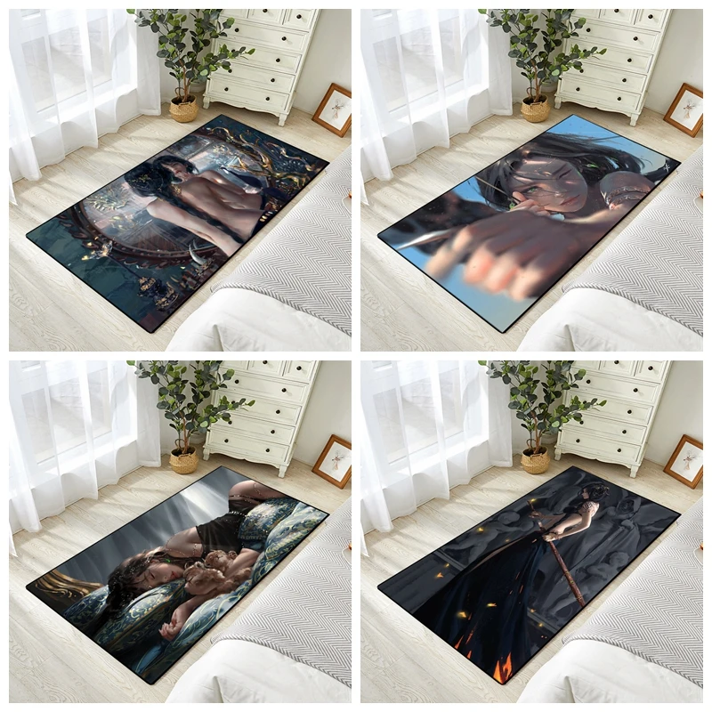 

Retro Magical War Painting Women with Lion Floor Rug Doormat Carpet Bedroom Livingroom Non-slip Large Mat Cartoon Boy Gift