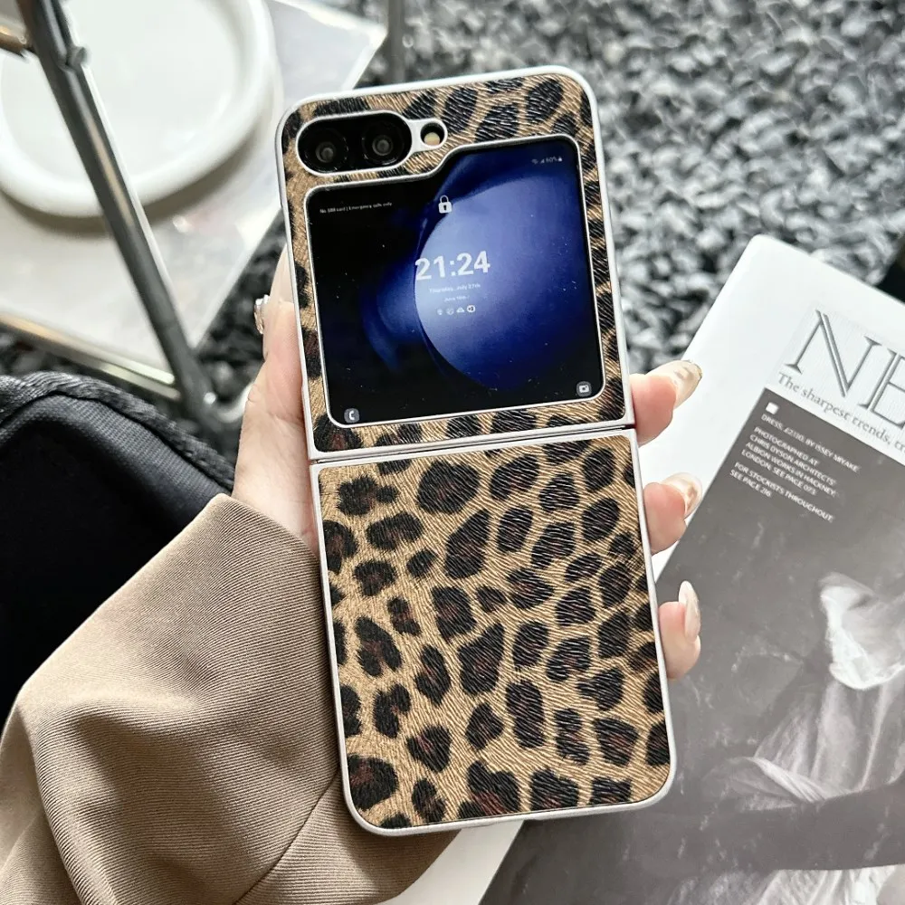 Для Samsung Galaxy Z Flip 3 4 5 6 ультратонкий складной противоударный чехол с принтом Eopard