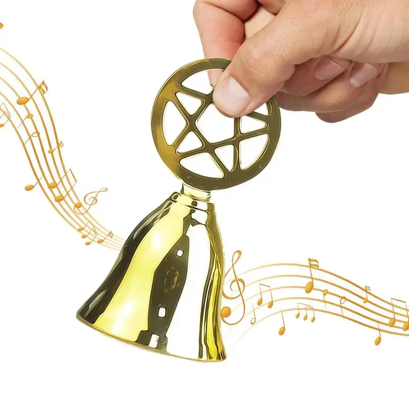 

Brass Bell Handicraft Engraved Hand Bell Loud And Clear Sound School Meditation Church Golden Bell Creative Gift Service Bell