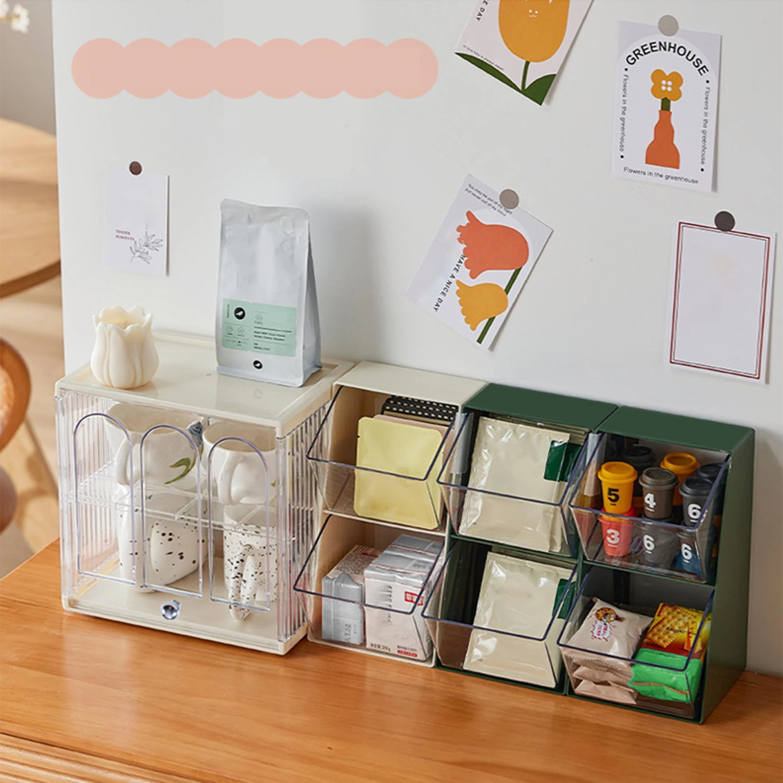 

Clear Storage Bin Box Multilayer Display Case with Dustproof Window for Cups Bowls Plates Removable Hygienic Lightweight Sturdy