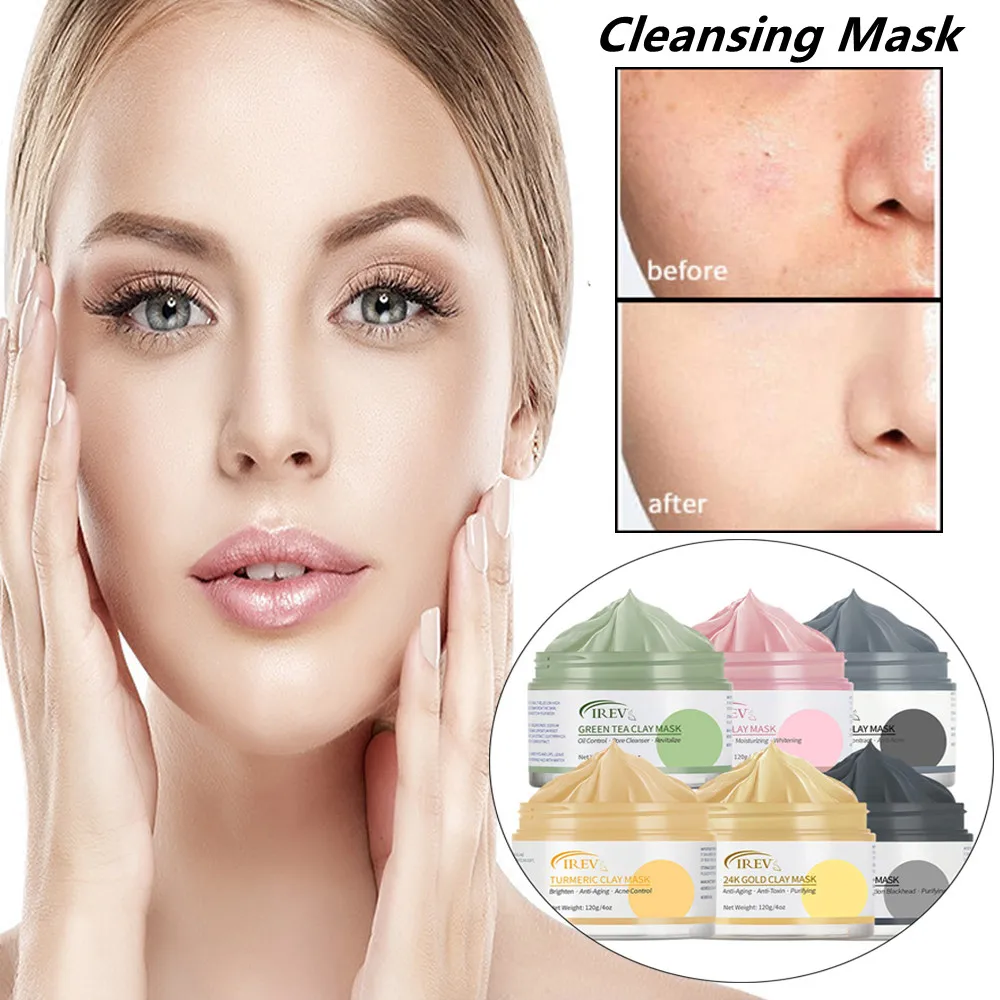 

BREYLEE Green Tea Cleansing Mud Mask Smear Repair Volcanic Mud Mask Against Face Acne Blackhead Remover Facial Cleansing Care