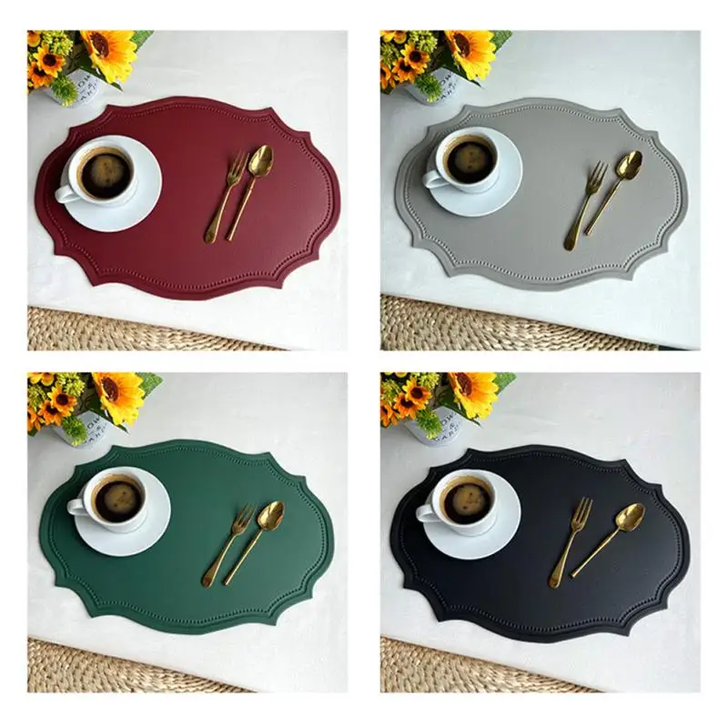 

Leather Table Mat Ins Style Retro Coaster European Creative Heat Insulation Mat Kitchen Waterproof Oil Resistant Coffee Tea Mat