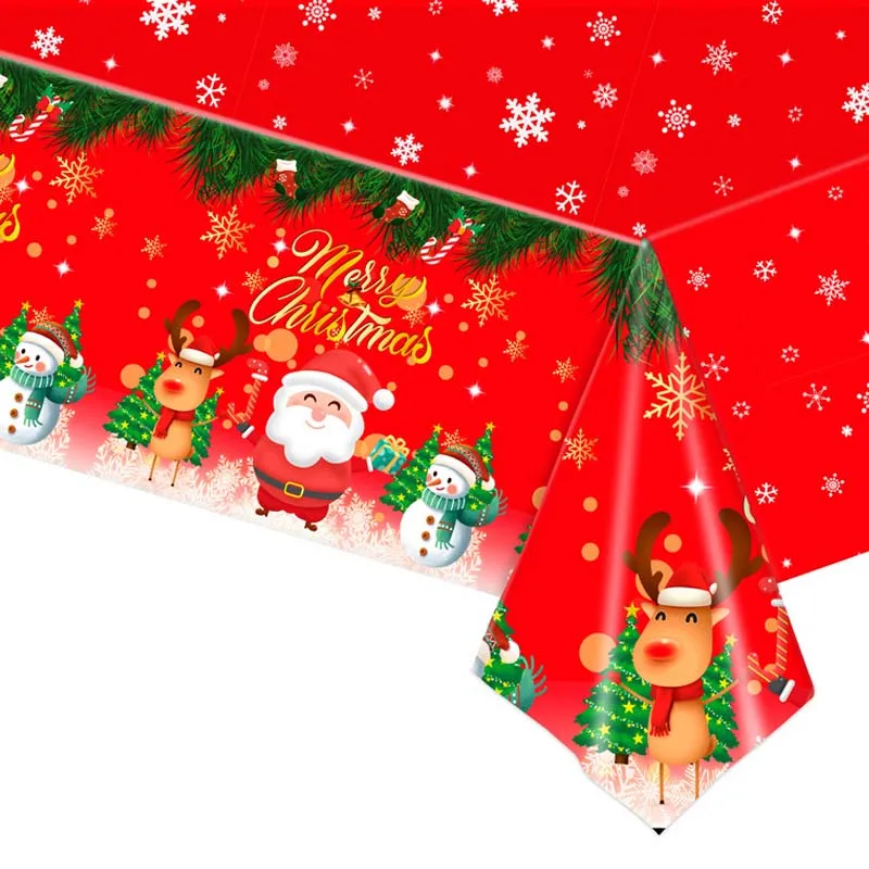 

Скатерть одноразовая Рождественская, Дед Мороз, снеговик, 2023