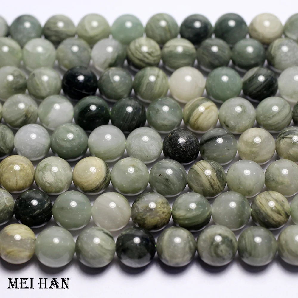 

Meihan (2 нити/комплект) натуральный дешевый 10 ± 0,2 мм ацтинолит зеленый рутилированный кварц Гладкие Круглые бусины камень для самостоятельног...