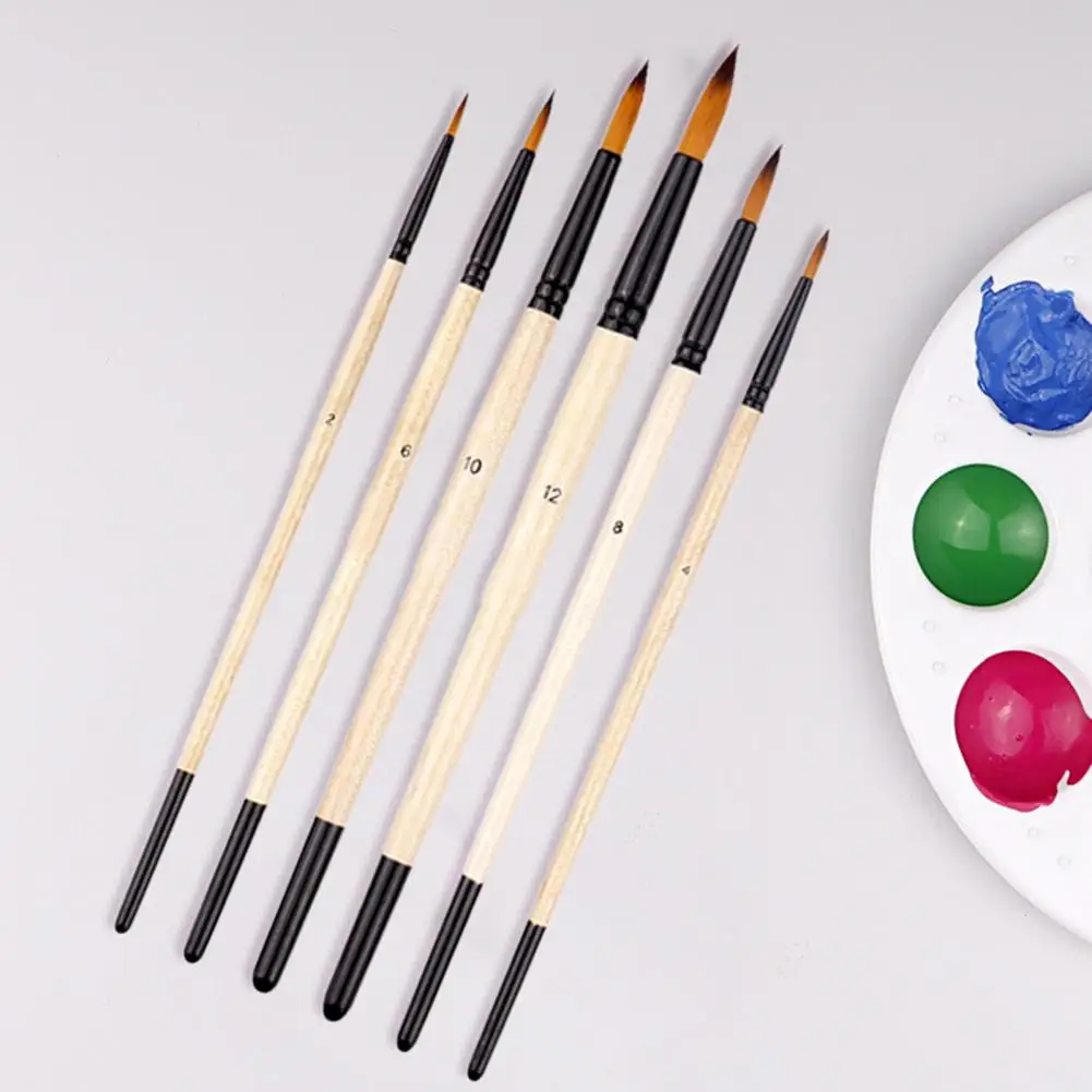 

6Pcs/Set Oil Paint Brushes Useful Different Styles Drawing Painting Brushes Durable Wide Application Paint Brushes