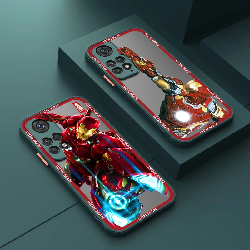 

Marvel leader Iron Man Cool Phone Case For Xiaomi 12 11 T Pro S Redmi Note 12 11 10 9 8 Pro S T 5G Frosted Translucent