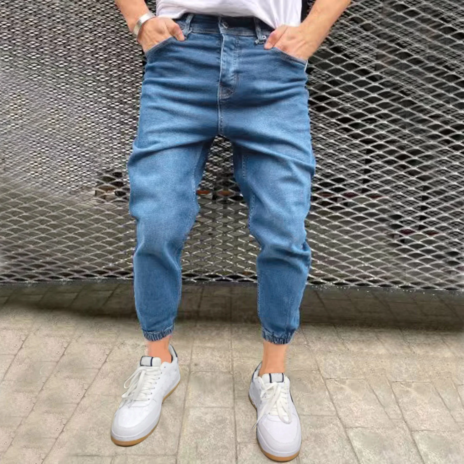 

Zipper Solid Casual Pocket Fly Men's Jeans Jogger Trousers Denim Pants Men's pants