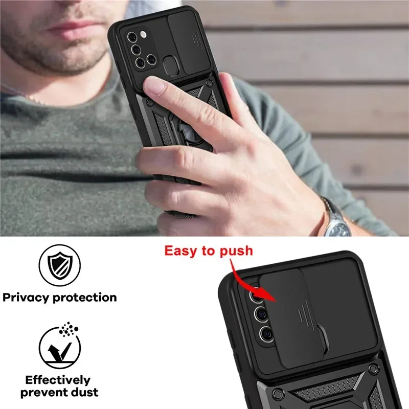 Для Samsung Galaxy A21S чехол противоударный бронированный держатель-подставка с