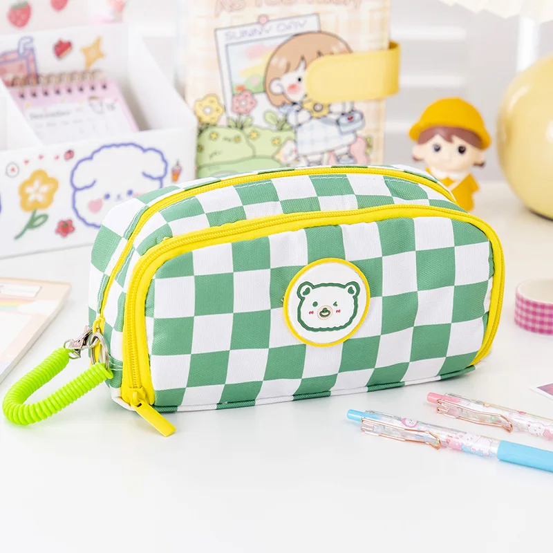 Новинка портативный чехол для карандашей с мультяшным медведем ручкой-вставкой