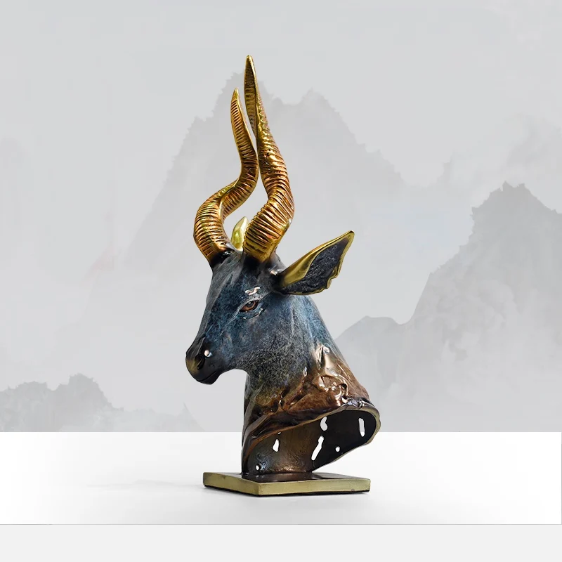 

Retro Copper Goat Handmade Sculpture Mascot Gift Limited Edition Exquisite Office Desk Crafts Ornament Home Decors Accessory