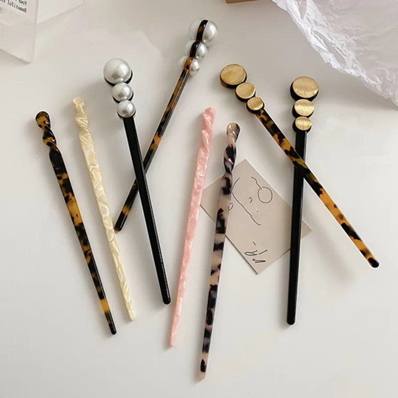 

2022 INS New Acrylic Acetate Leopard Imitation Pearl Hair Clip Hairpins for Women Fashion Vintage Hair Accessories Gifts