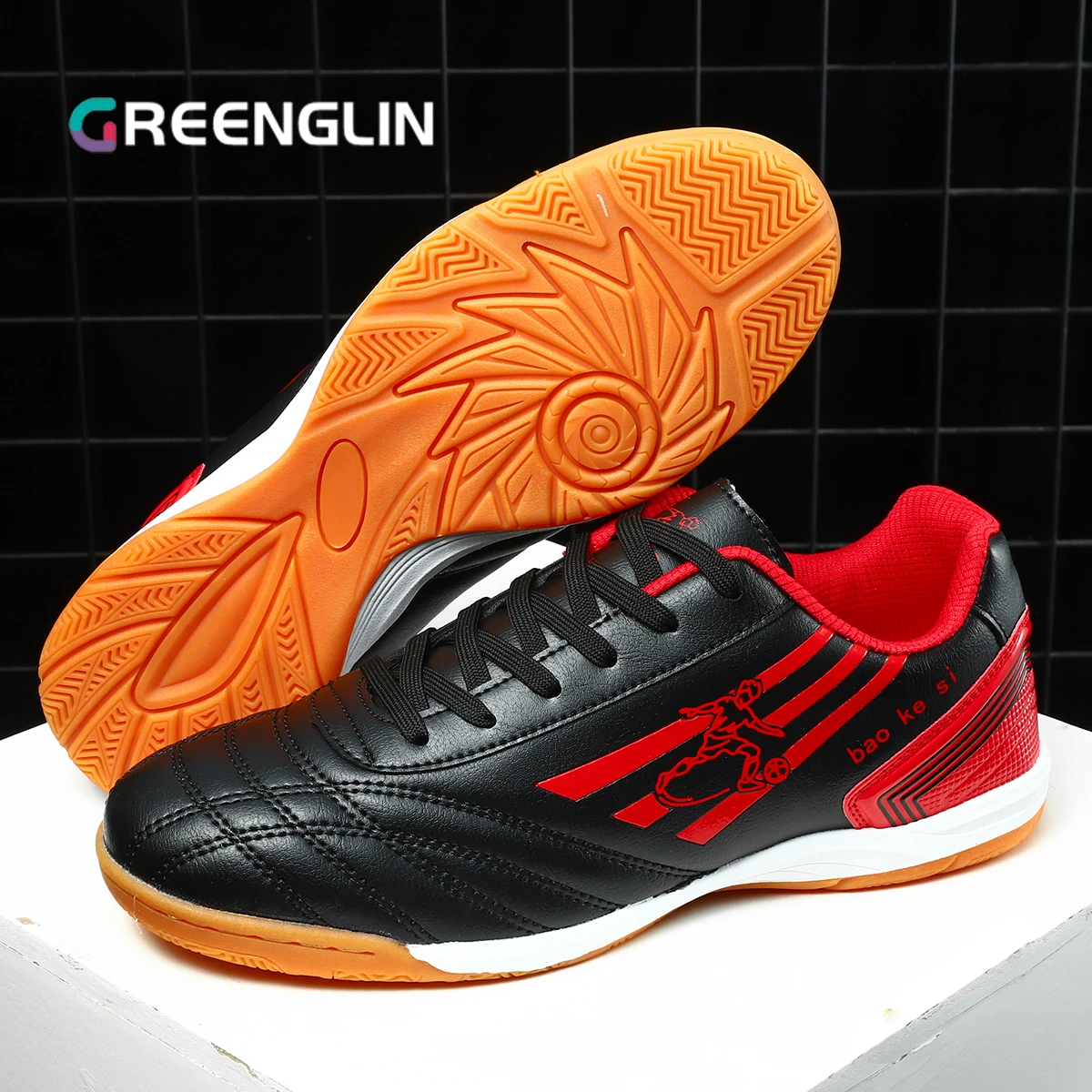 GREENGLIN-8808 Men Soccer Shoes IC High Ankle Football Boots Male Teenagers Adult Cleats Grass Training Match Sneakers 35-45