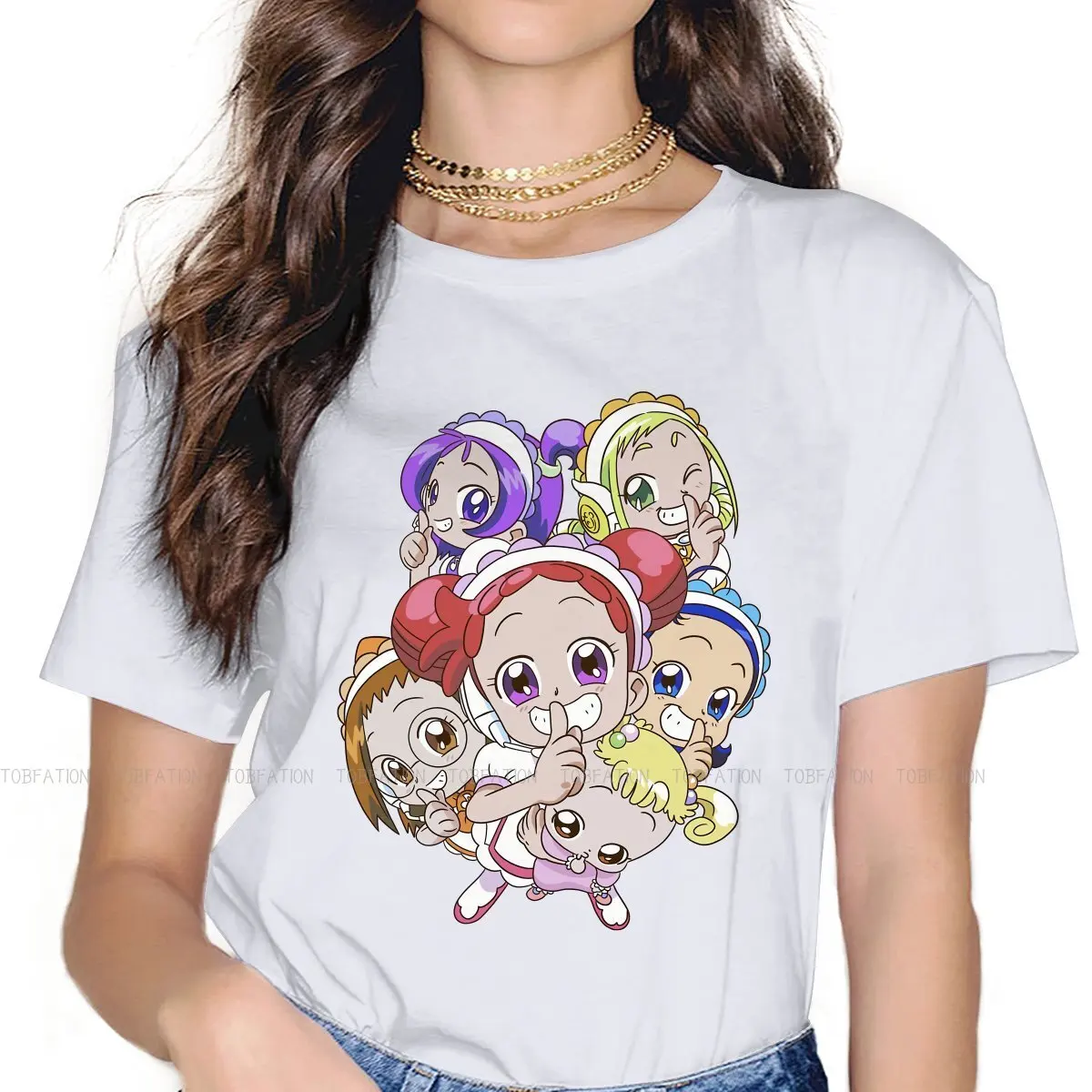 

Милая классическая женская футболка Ojamajo Doremi Aiko sine, футболки для девочек с аниме, хлопковые топы в стиле Харадзюку, футболка с графическим рисунком 5XL, хипстерская футболка оверсайз