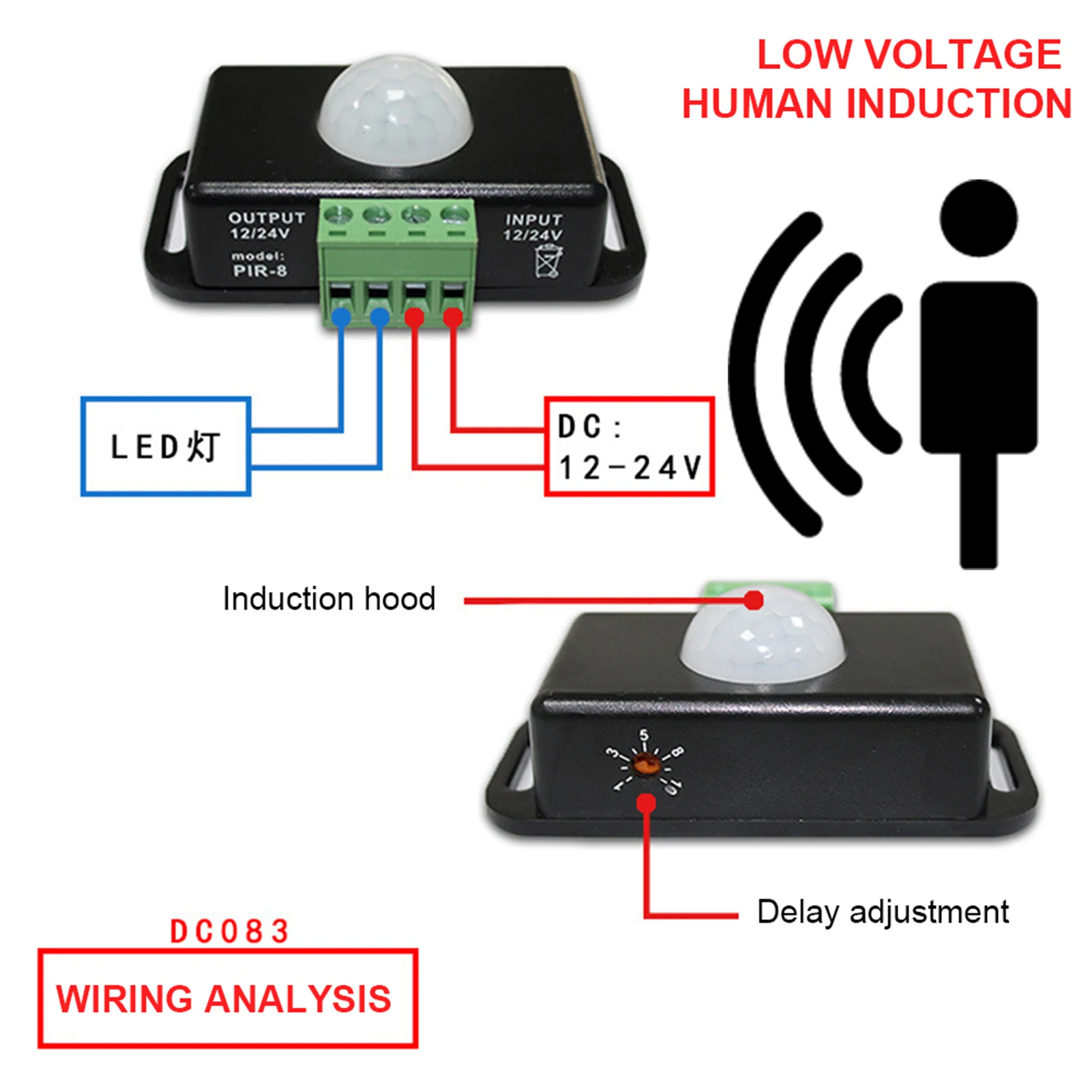 

DC 12V/24V Body Infrared Sensor Infrared Motion Detector Body Infrared Sensing Controller PIR Motion Sensor for LED Strips/Bulbs