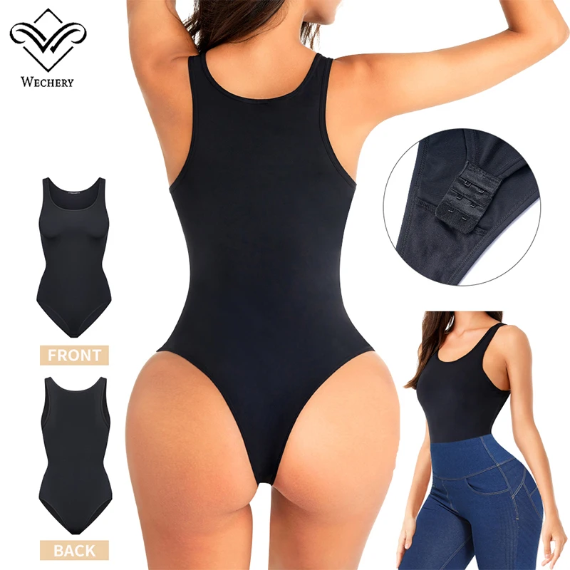 Black Skinny Bodysuit Sleeveless Women Body Streetwear Sexy Bodycon Shapewear Top Stretch Waist Shaper